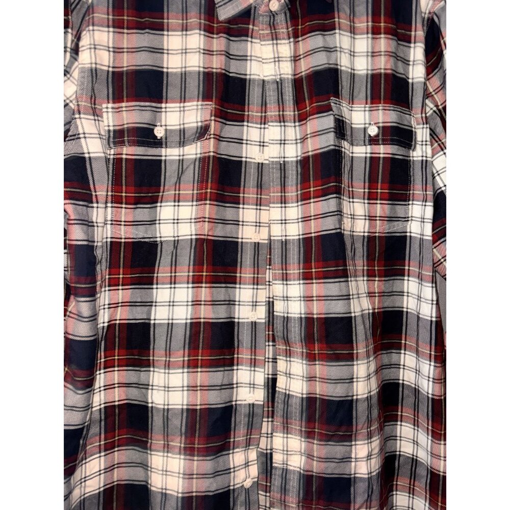 Mens Goodthreads Slim Fit Twill Plaid Button-Down Shirt XL Red & Navy - Picture 3 of 14